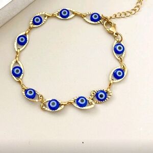 Gold-Tone Blue Evil Eye Bracelet - Women's Jewelry